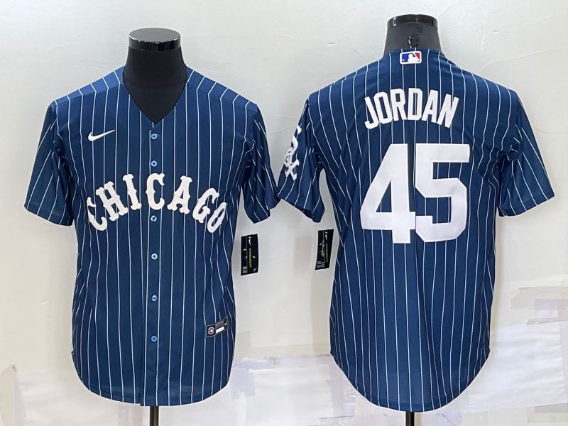 Men Chicago White Sox #45 Jordan Blue Stripe Throwback Nike 2022 MLB Jersey->chicago white sox->MLB Jersey